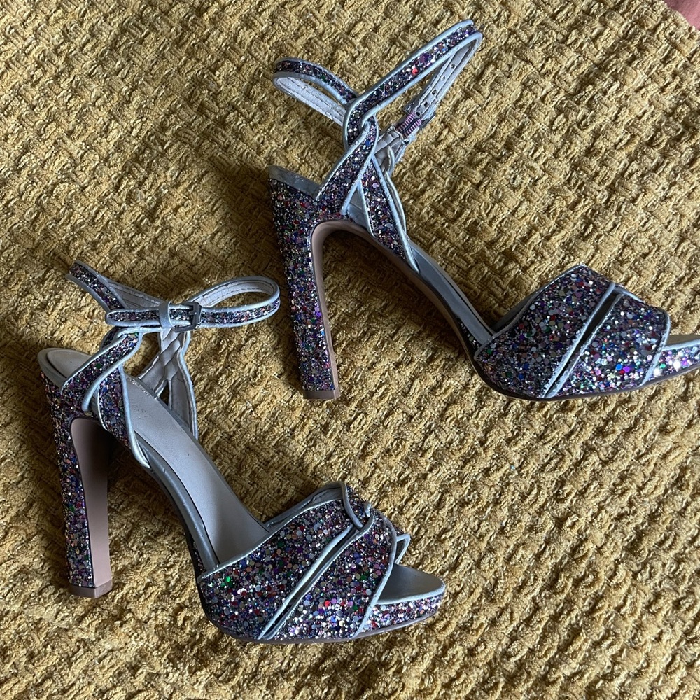 Nine West silver- rainbow sequin heels